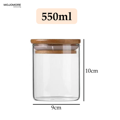MOJOMORE Round Glass Jar Series, Transparent Container With Lids Cookie Jar Kitchen Jar Balang Bekas Kaca