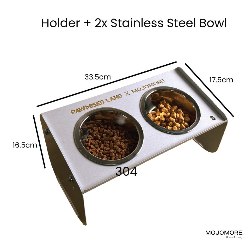 MOJOMORE Stainless steel pet bowl Mangkuk Kucing Cat high bowl with stand Neck protection Easy to Clean