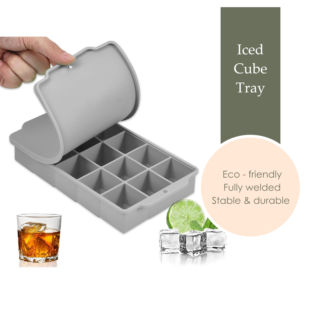 MOJOMORE Silicone Ice Maker 15 Holes Large Ice Cube Mold Jelly Mold Ice Cube Tray With Lid Bekas Ais Batu