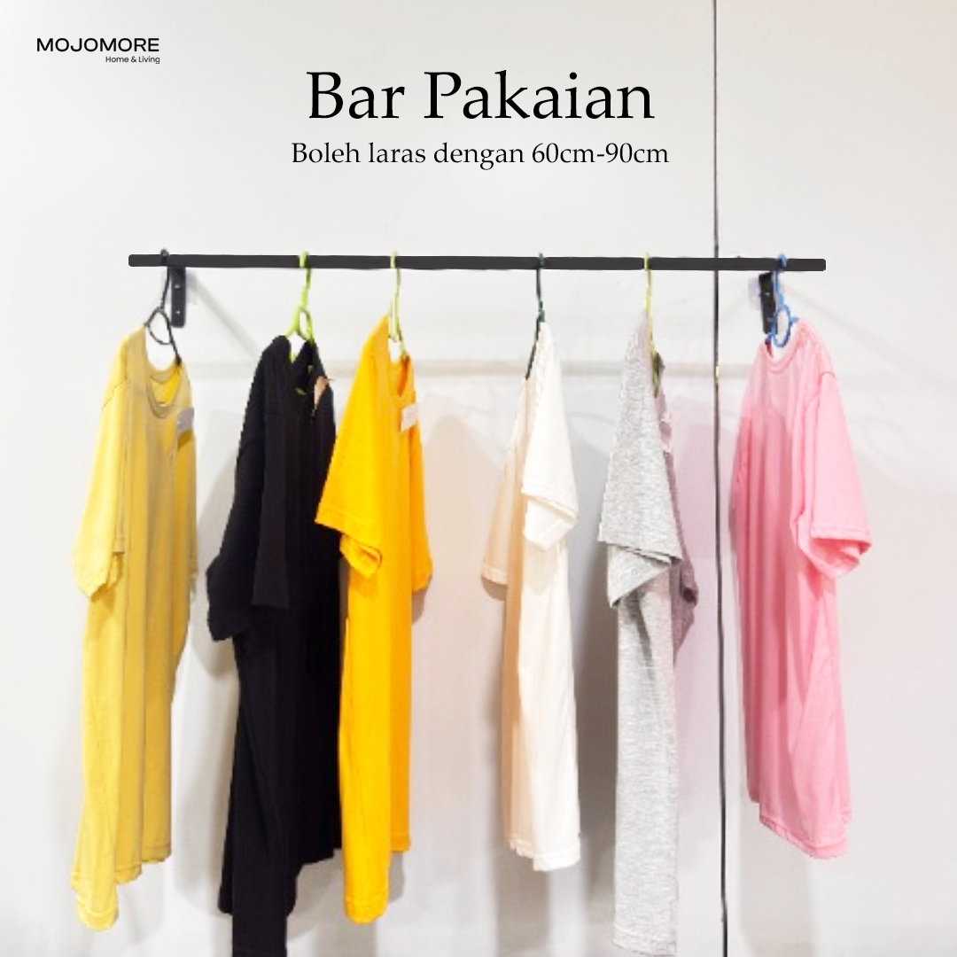 MOJOMORE Clothes Bar Clothing Stainer Besi Gantung Baju Sangkut Baju Penyangkut Wall Mounted Clothes Bar