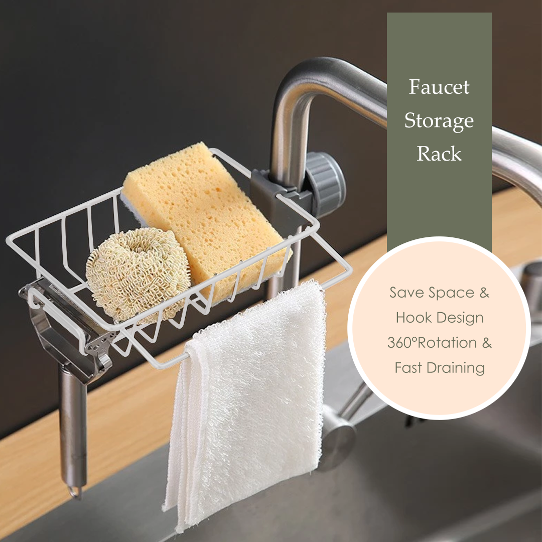 MOJOMORE Strong Faucet Kitchen Sink Sponge Dishwasher Soap Holder Kitchenware Drainer Rak Dapur