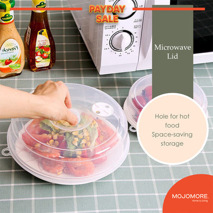 Mojomore Clear Plastic Microwave Food Cover Plate Lid Vented Splatter Guard Protector