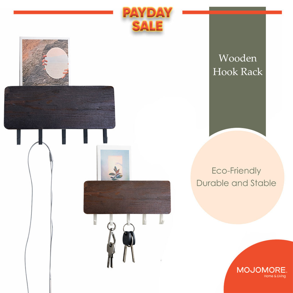 MOJOMORE Key Holder Wall Mount Key Rack Wooden Bamboo Hook key rack Home Clothe Hook Rack Key Rack Wall Mount