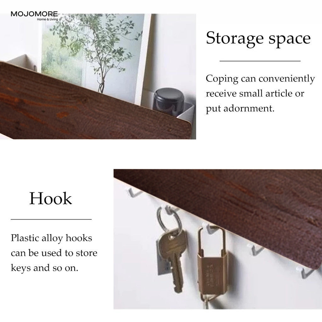 MOJOMORE Key Holder Wall Mount Key Rack Wooden Bamboo Hook key rack Home Clothe Hook Rack Key Rack Wall Mount