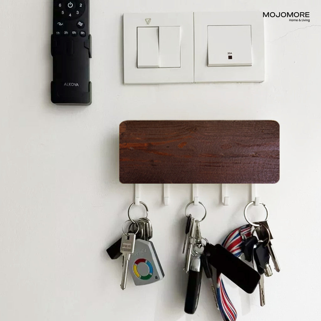 MOJOMORE Key Holder Wall Mount Key Rack Wooden Bamboo Hook key rack Home Clothe Hook Rack Key Rack Wall Mount