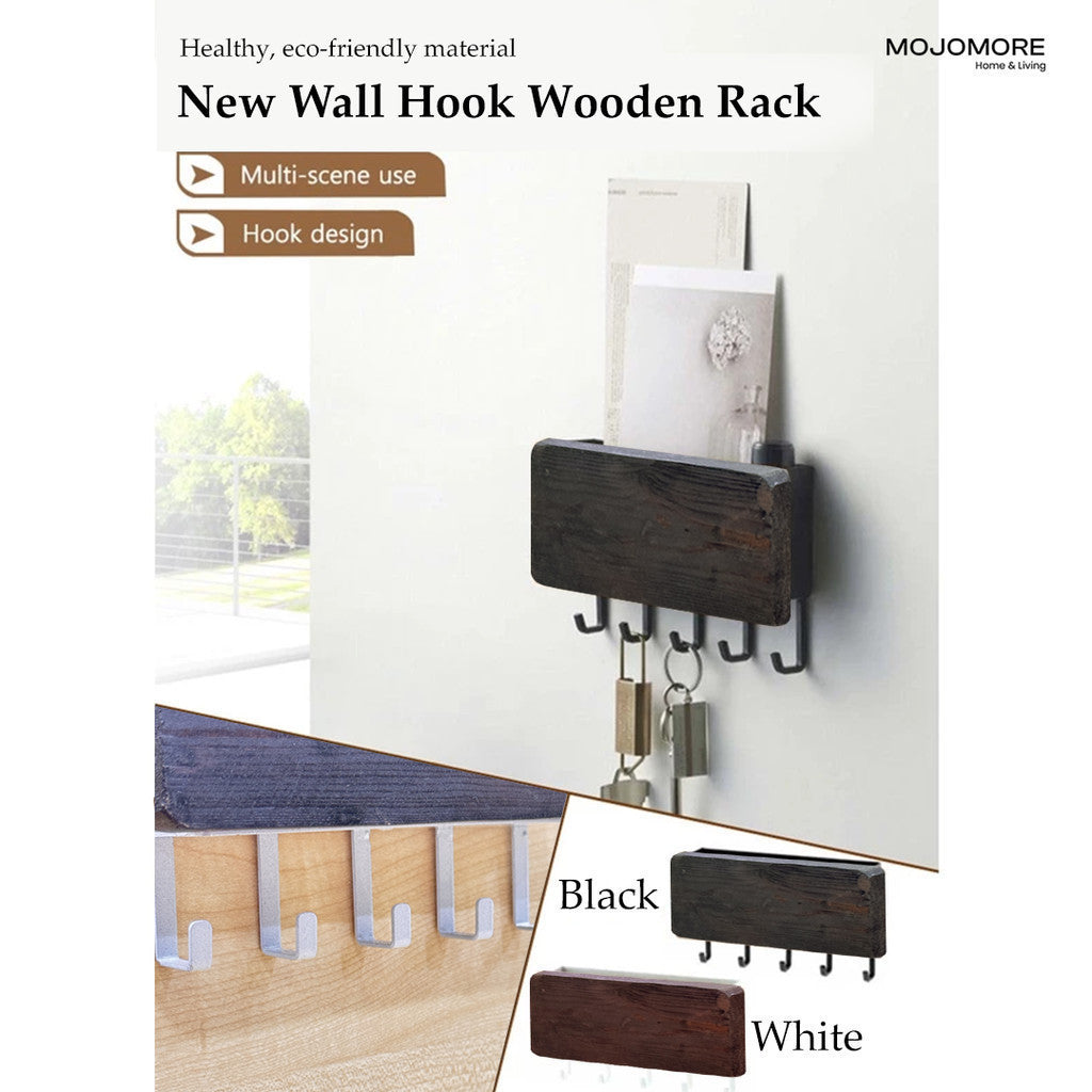 MOJOMORE Key Holder Wall Mount Key Rack Wooden Bamboo Hook key rack Home Clothe Hook Rack Key Rack Wall Mount