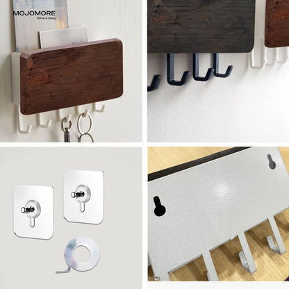 MOJOMORE Key Holder Wall Mount Key Rack Wooden Bamboo Hook key rack Home Clothe Hook Rack Key Rack Wall Mount