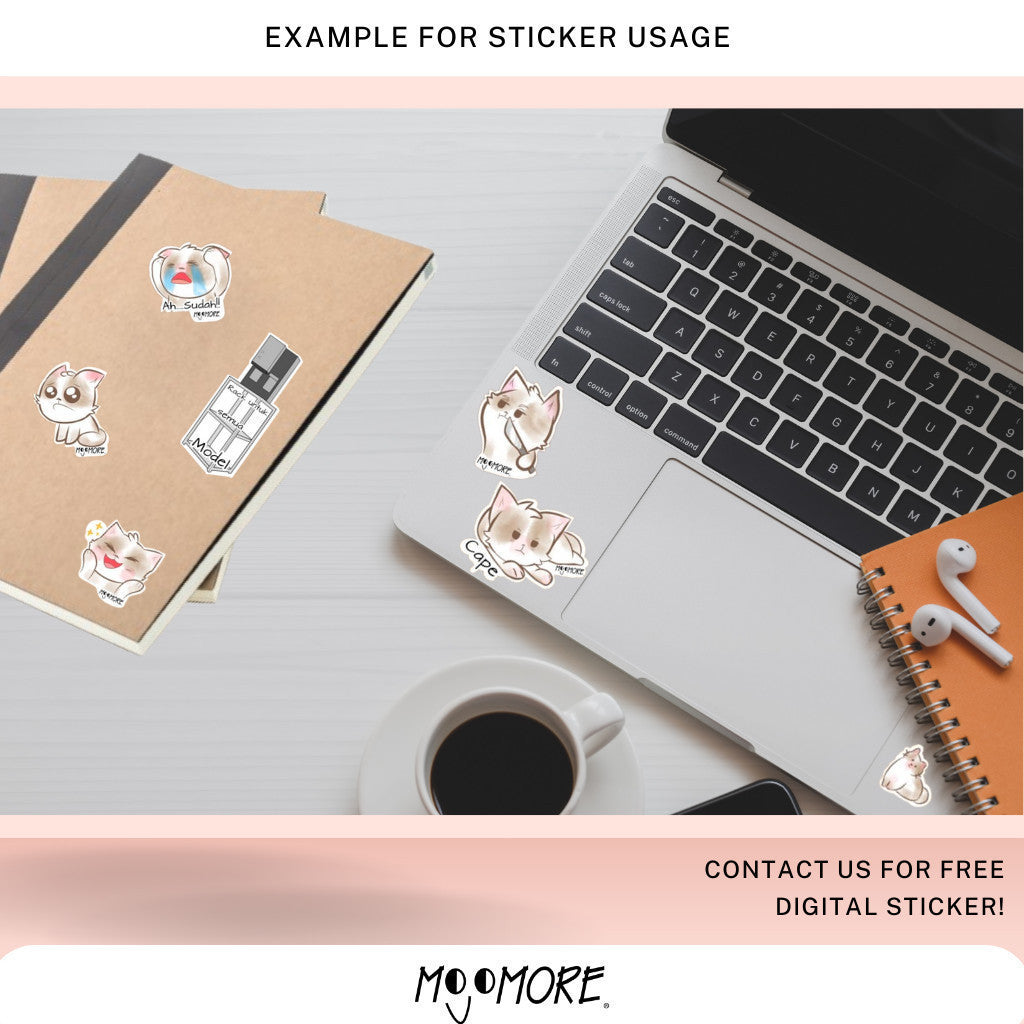 Mojomore x Draweltz Home and Living Cute Cat Kids Friendly Stickers