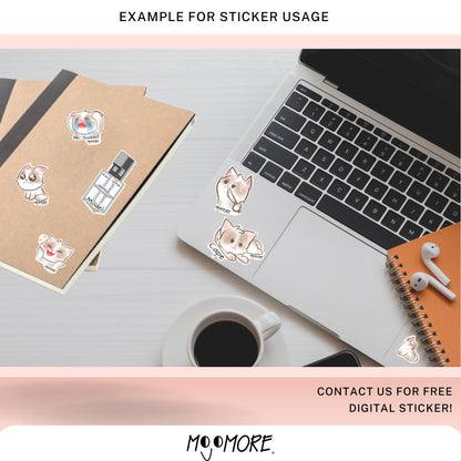 Mojomore x Draweltz Home and Living Cute Cat Kids Friendly Stickers
