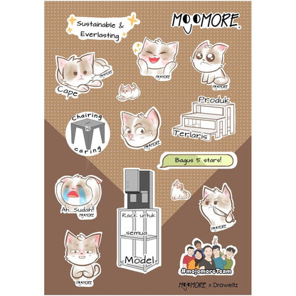 Mojomore x Draweltz Home and Living Cute Cat Kids Friendly Stickers