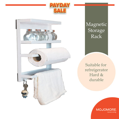 Mojomore Magnetic Rack For Refrigerator and Kitchen Cabinet, Strong Suction Magnet Rack