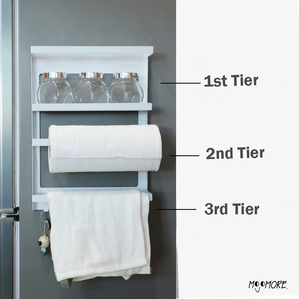 Mojomore Magnetic Rack For Refrigerator and Kitchen Cabinet, Strong Suction Magnet Rack