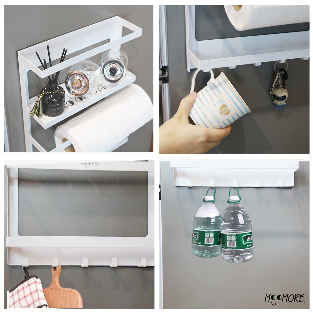 Mojomore Magnetic Rack For Refrigerator and Kitchen Cabinet, Strong Suction Magnet Rack