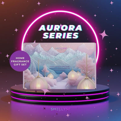 SIRI AURORA – PEWANGI RUMAH (PEK PERMULAAN) LILIN WANGI MEWAH TANPA SUMBU – EDISI TERHAD – SET HADIAH THE AURORA SERIES