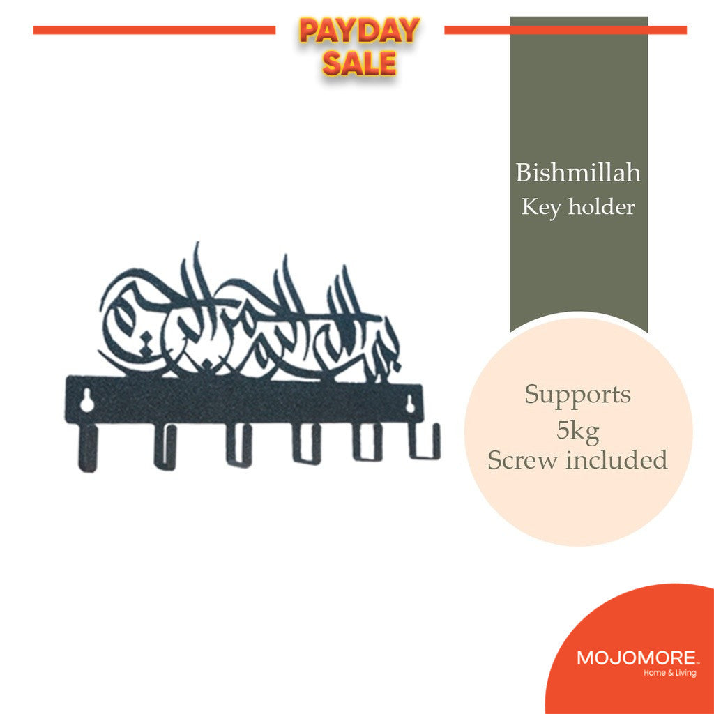 Mojomore 6 Hooks Key Holder Islamic Decor Key Wall Mount Clothes Hook Hanger Tempat Gantung Kunci