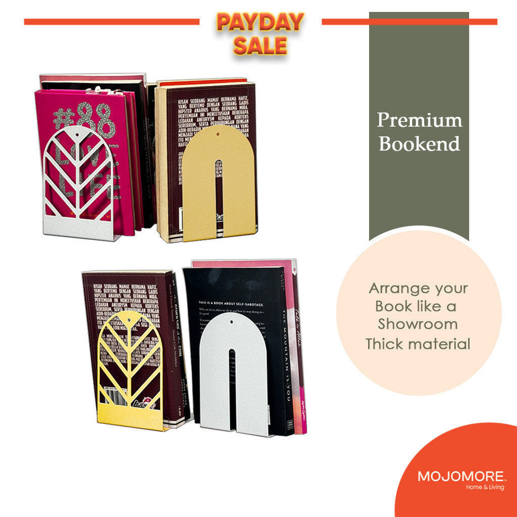 MOJOMORE Premium 2 PCs High Quality Metal Book Stand Bookshelf Library School Office Decoration