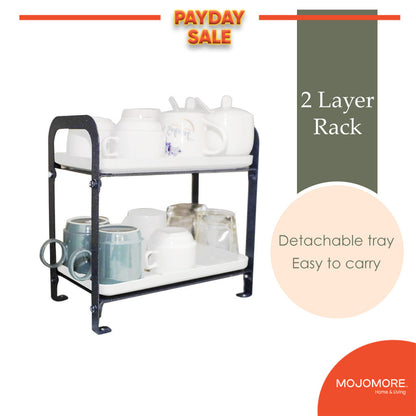 Mojomore Mug Holder Rak Dapur Cup Holder Storage Cup Rack Double-Layer Tea Tray Coffee Glass Drainer