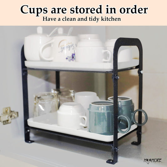 Mojomore Mug Holder Rak Dapur Cup Holder Storage Cup Rack Double-Layer Tea Tray Coffee Glass Drainer
