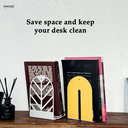 MOJOMORE Premium 2 PCs High Quality Metal Book Stand Bookshelf Library School Office Decoration