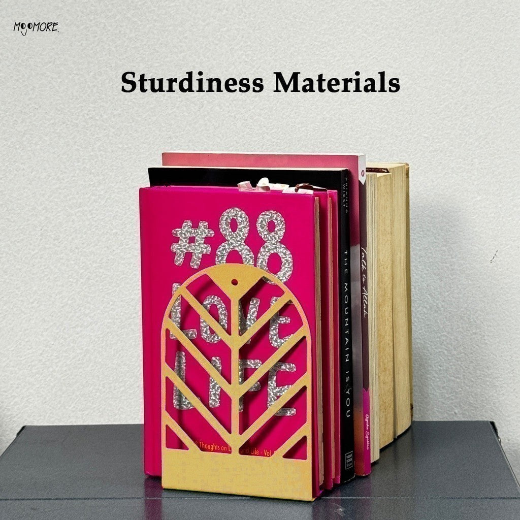 MOJOMORE Premium 2 PCs High Quality Metal Book Stand Bookshelf Library School Office Decoration