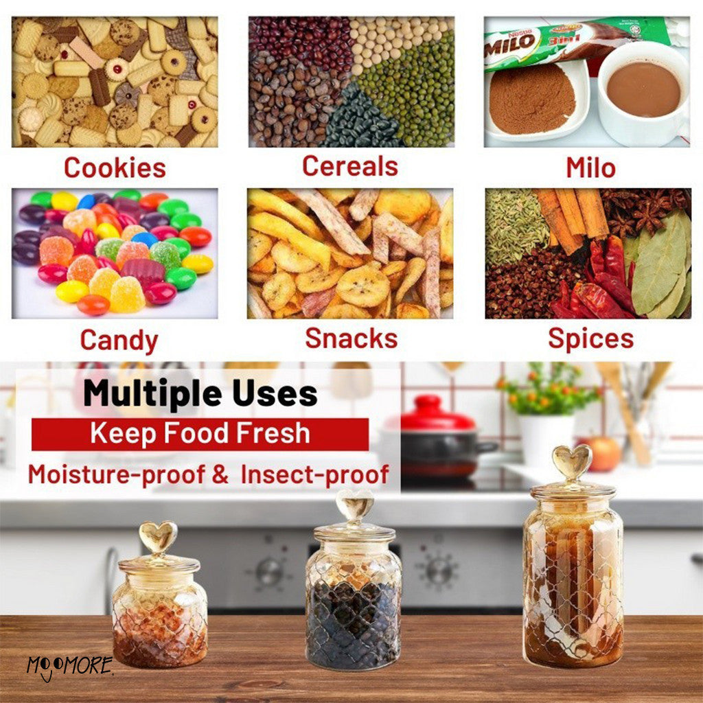 Mojomore Airtight Glass Jar Cookie Food Storage Container Spice Bottles Balang Kaca Kuih Raya