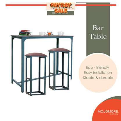 MOJOMORE Anti Karat Set Meja Makan 2 Kerusi Tinggi Bar Table With High Stool Chair Dining