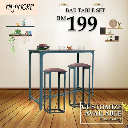 MOJOMORE Anti Karat Set Meja Makan 2 Kerusi Tinggi Bar Table With High Stool Chair Dining