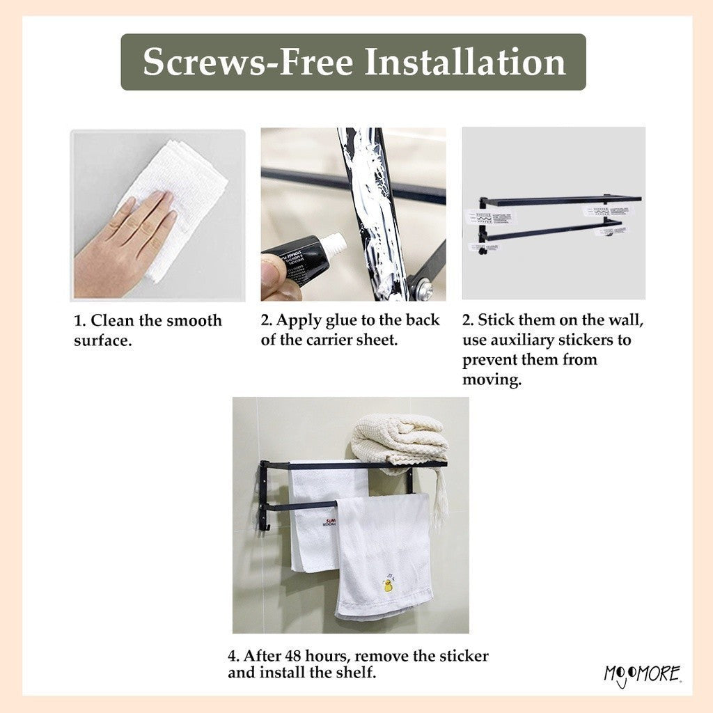 Mojomore Premium SS Towel Bar Wall Mounted Rack Bathroom Holder Hanger