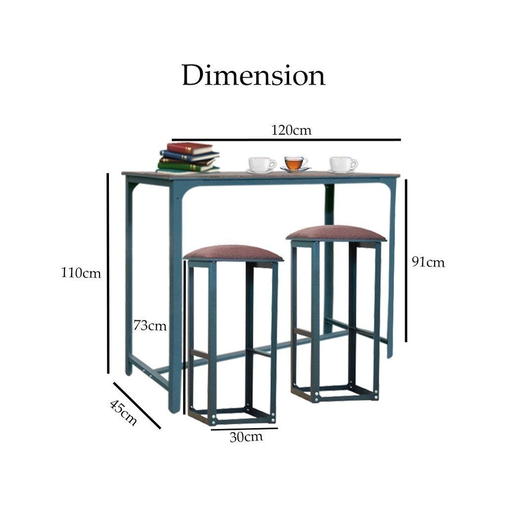 MOJOMORE Anti Karat Set Meja Makan 2 Kerusi Tinggi Bar Table With High Stool Chair Dining
