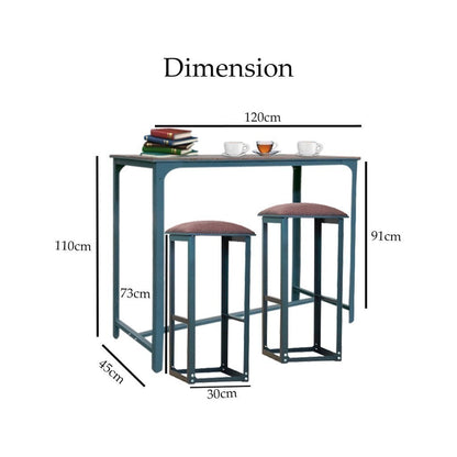 MOJOMORE Anti Karat Set Meja Makan 2 Kerusi Tinggi Bar Table With High Stool Chair Dining