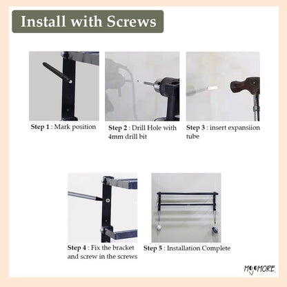 Mojomore Premium SS Towel Bar Wall Mounted Rack Bathroom Holder Hanger