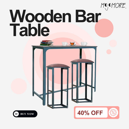 MOJOMORE Anti Karat Set Meja Makan 2 Kerusi Tinggi Bar Table With High Stool Chair Dining