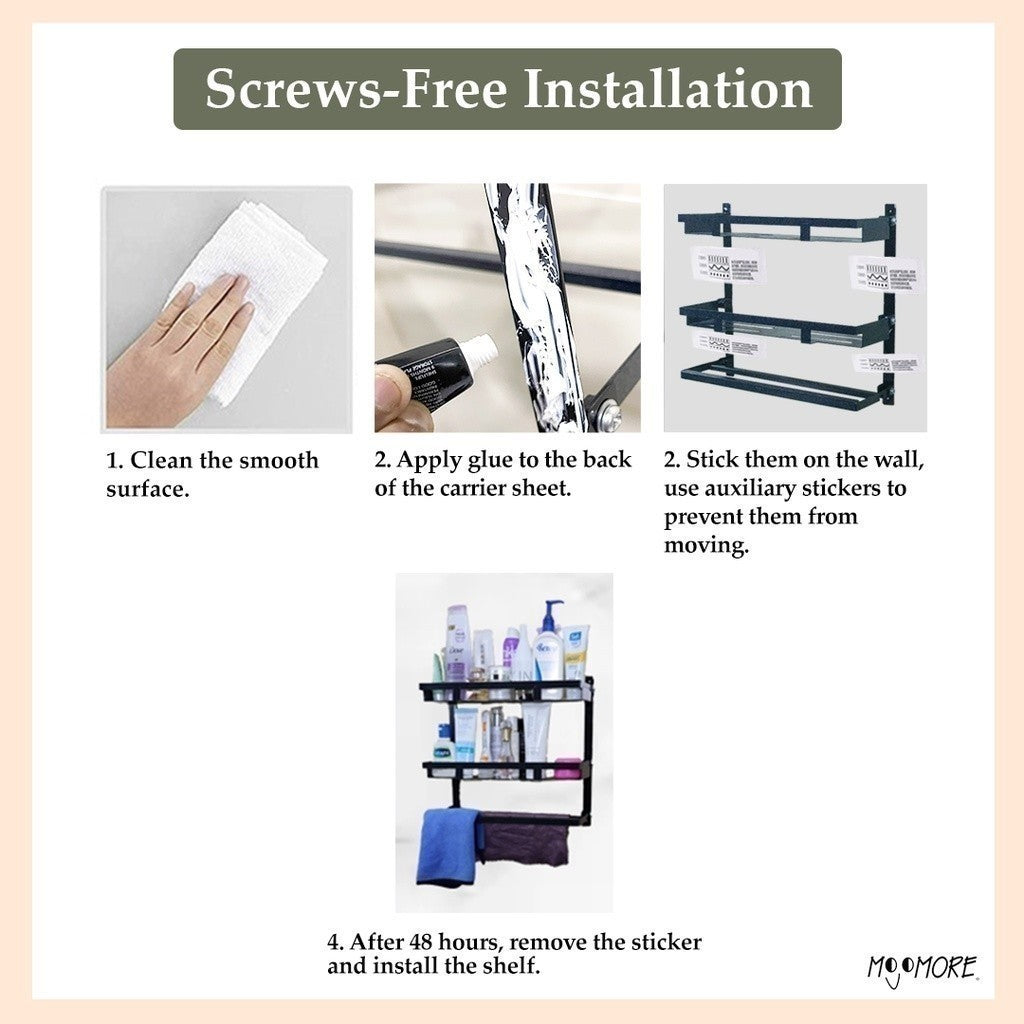 Mojomore Bathroom Rack Rak Sabun Bilik Mandi Toilet Rack Shelf Shampoo Rack Organizer Towel