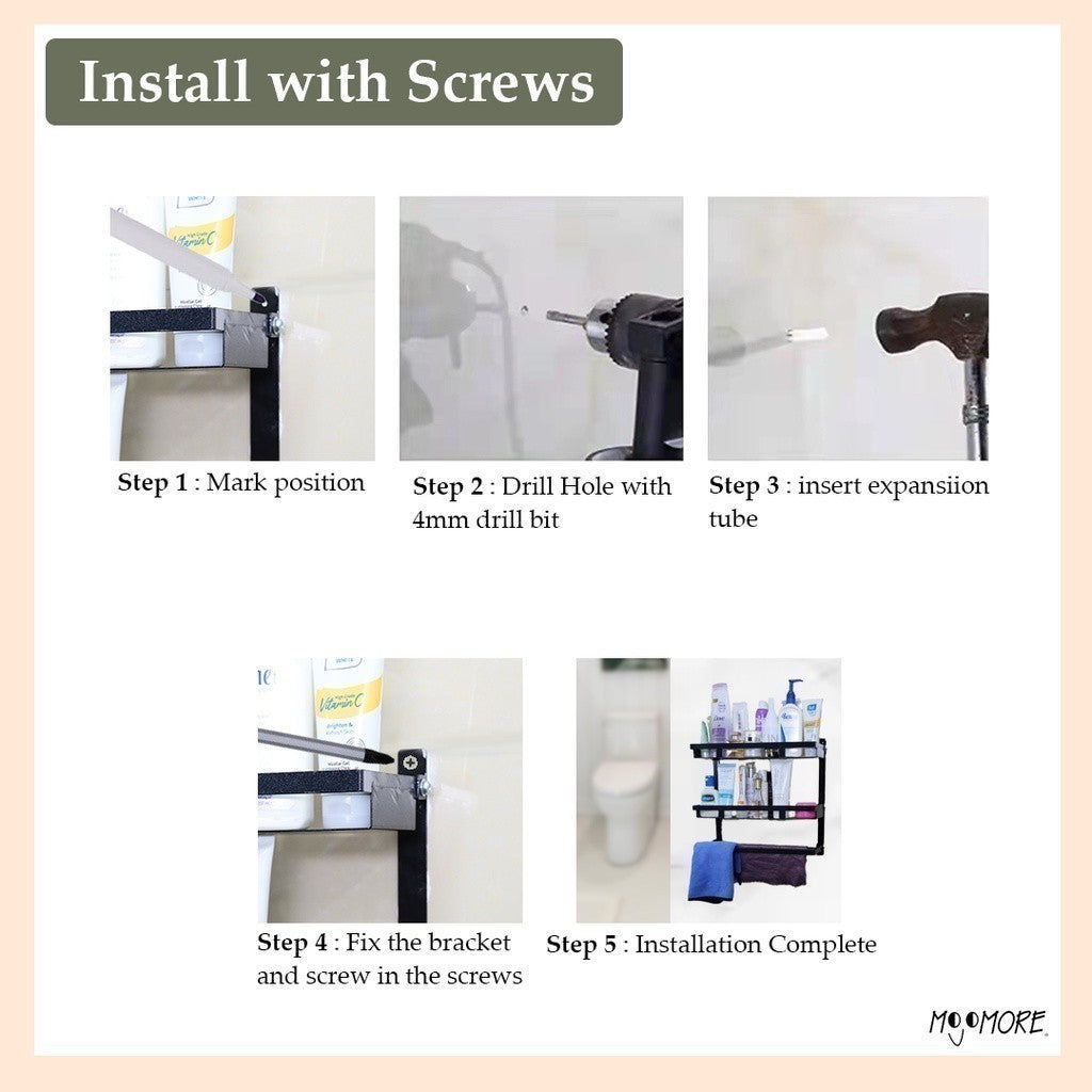 Mojomore Bathroom Rack Rak Sabun Bilik Mandi Toilet Rack Shelf Shampoo Rack Organizer Towel