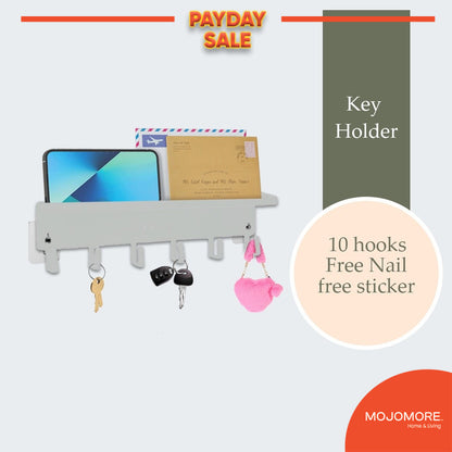 MOJOMORE Metal Key Holder with Shelf