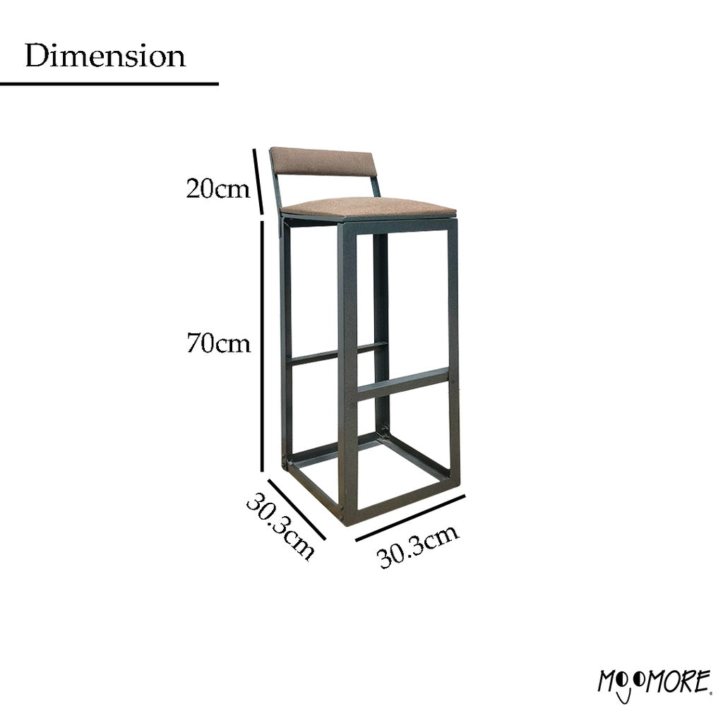 MOJOMORE 70CM Metal High Bar Stool Backrest Footstool Kerusi Makan Besi Tinggi Cafe Dining Chair 高脚椅