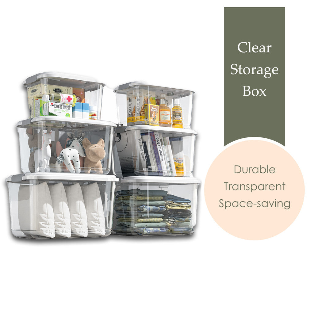 MOJOMORE Box Organizer Multifunctional Transparent Plastic Storage Boxes Home Stackable Container With Lid Handle 透明收纳盒