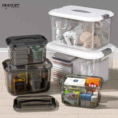 MOJOMORE Box Organizer Multifunctional Transparent Plastic Storage Boxes Home Stackable Container With Lid Handle 透明收纳盒