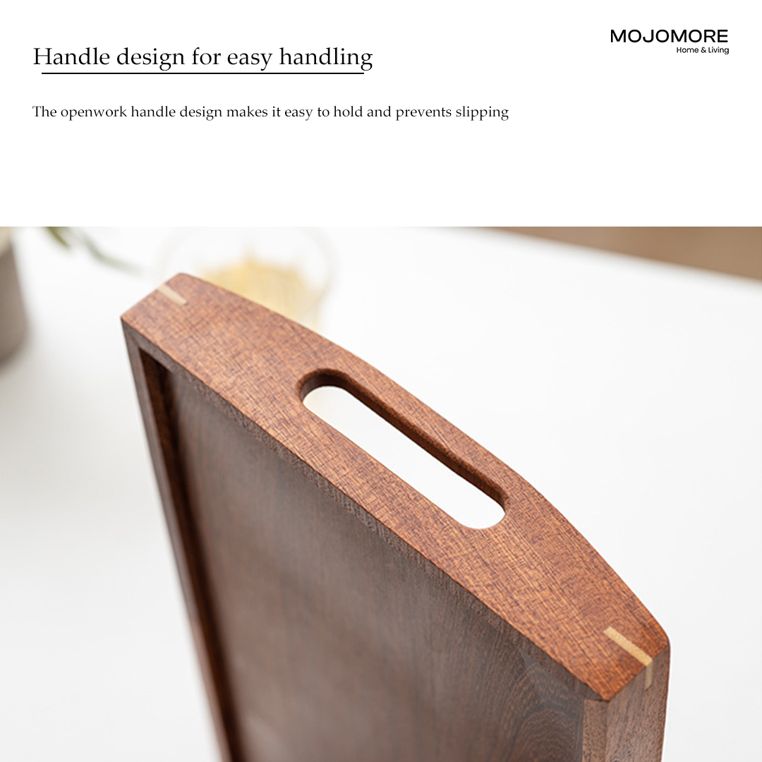 MOJOMORE Ebony Wooden Tray New Chinese Style Wooden Tray with Handle and Balang Kuih Raya Set