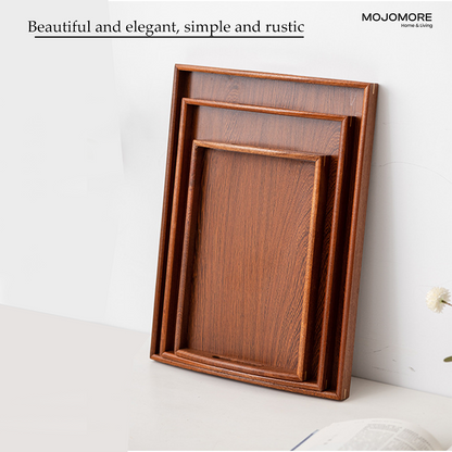 MOJOMORE Ebony Wooden Tray New Chinese Style Wooden Tray with Handle and Balang Kuih Raya Set