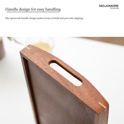 MOJOMORE Ebony Wooden Tray New Chinese Style Wooden Tray with Handle and Balang Kuih Raya Set