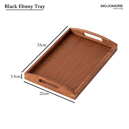 MOJOMORE Ebony Wooden Tray New Chinese Style Wooden Tray with Handle and Balang Kuih Raya Set