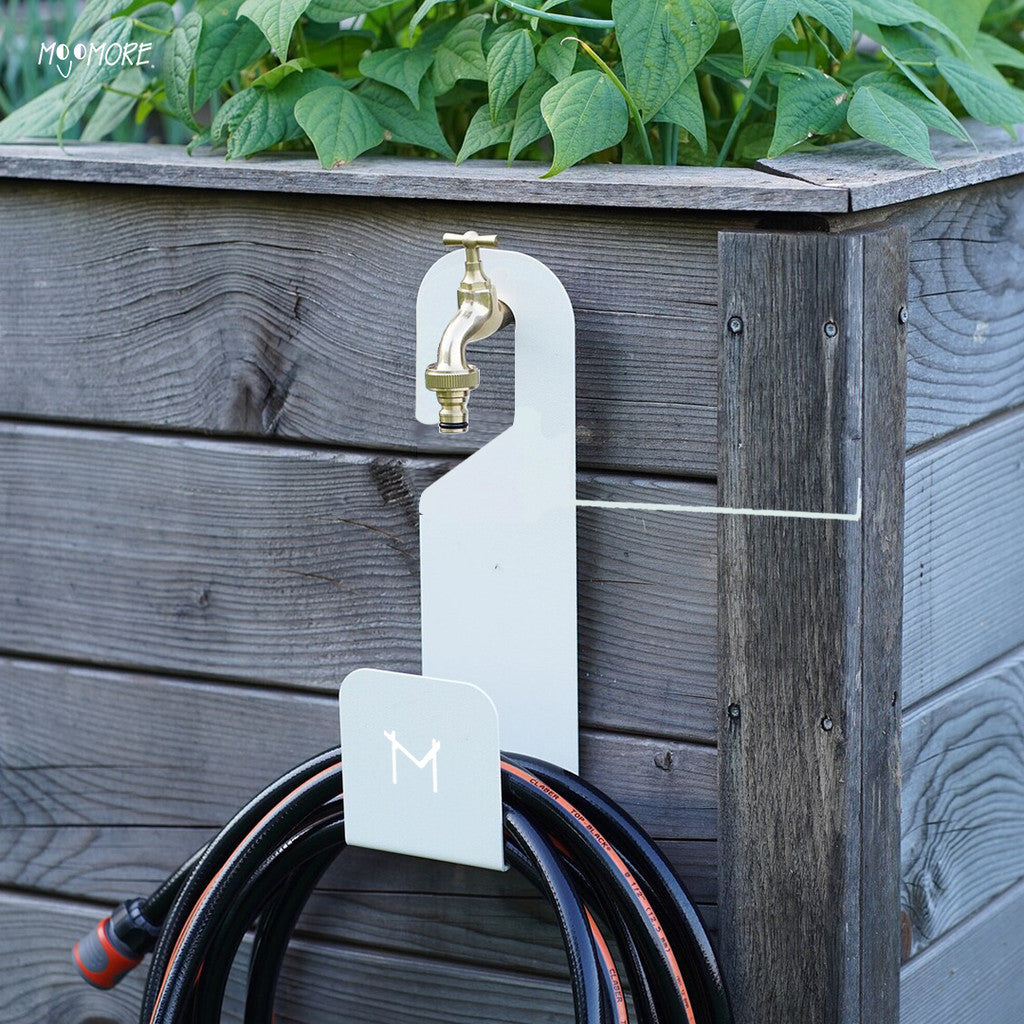 MOJOMORE Metal Garden Hose Holder | Water Hose Holder | Heavy Duty Water Hose Storage Hanger Garden Hose hooker