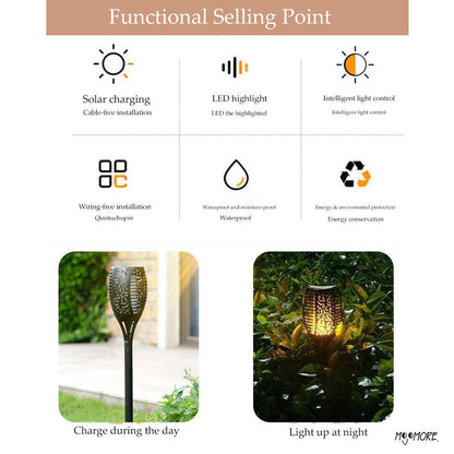 MOJOMORE Solar LED Lampu Halaman Deco Waterproof Pathway Light Outdoor Garden Lantern Powered Plug Yard Lawn Lamp 太阳能花园灯