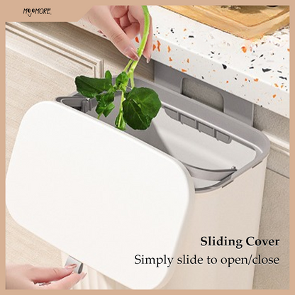 MOJOMORE Wall Mounted Trash Can Dustbin Hanging Kitchen Rubbish Bin Cabinet Door Floor Tong Sampah