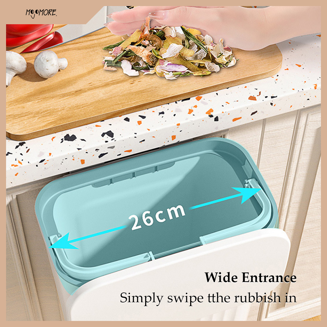 MOJOMORE Wall Mounted Trash Can Dustbin Hanging Kitchen Rubbish Bin Cabinet Door Floor Tong Sampah