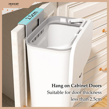 MOJOMORE Wall Mounted Trash Can Dustbin Hanging Kitchen Rubbish Bin Cabinet Door Floor Tong Sampah
