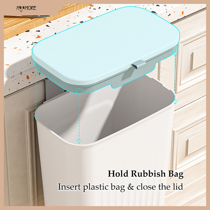 MOJOMORE Wall Mounted Trash Can Dustbin Hanging Kitchen Rubbish Bin Cabinet Door Floor Tong Sampah