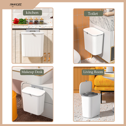 MOJOMORE Wall Mounted Trash Can Dustbin Hanging Kitchen Rubbish Bin Cabinet Door Floor Tong Sampah