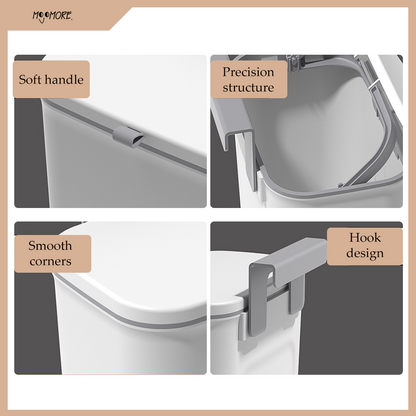 MOJOMORE Wall Mounted Trash Can Dustbin Hanging Kitchen Rubbish Bin Cabinet Door Floor Tong Sampah